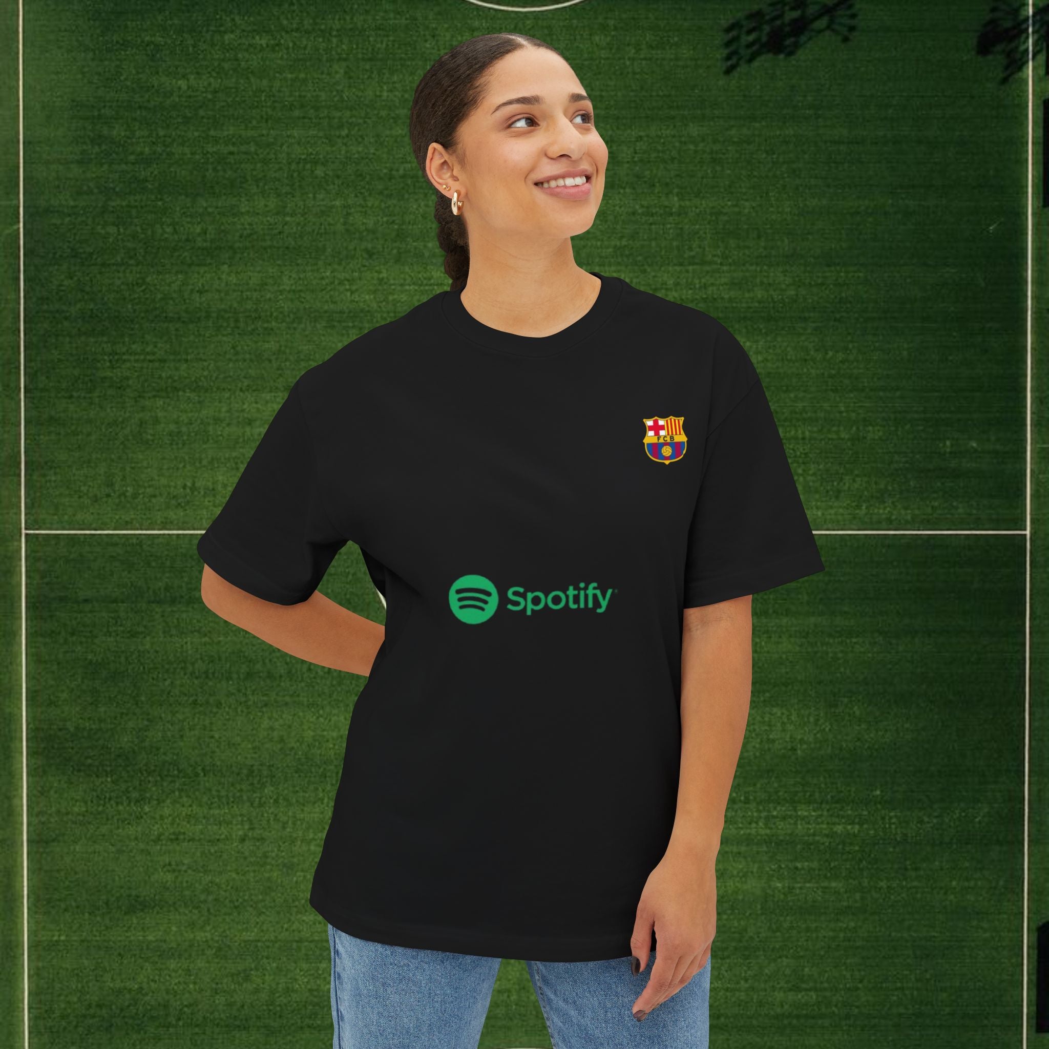 Lamela Mahd/Spotify FC Barcelona Fan Tee — Oversized Boxy Soccer T‑Shirt