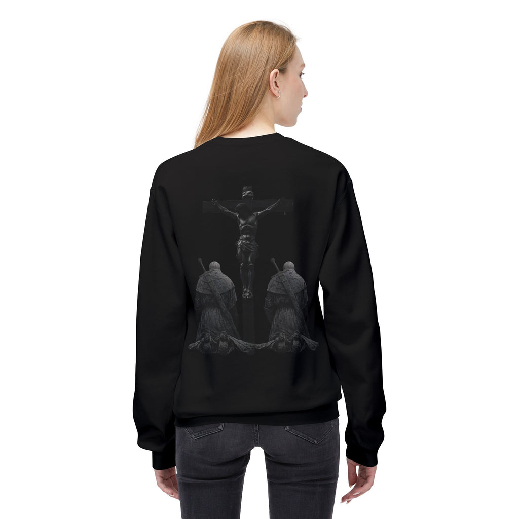Crucifixion Graphic Sweatshirt — Dark Gothic Jesus Prayer Crewneck