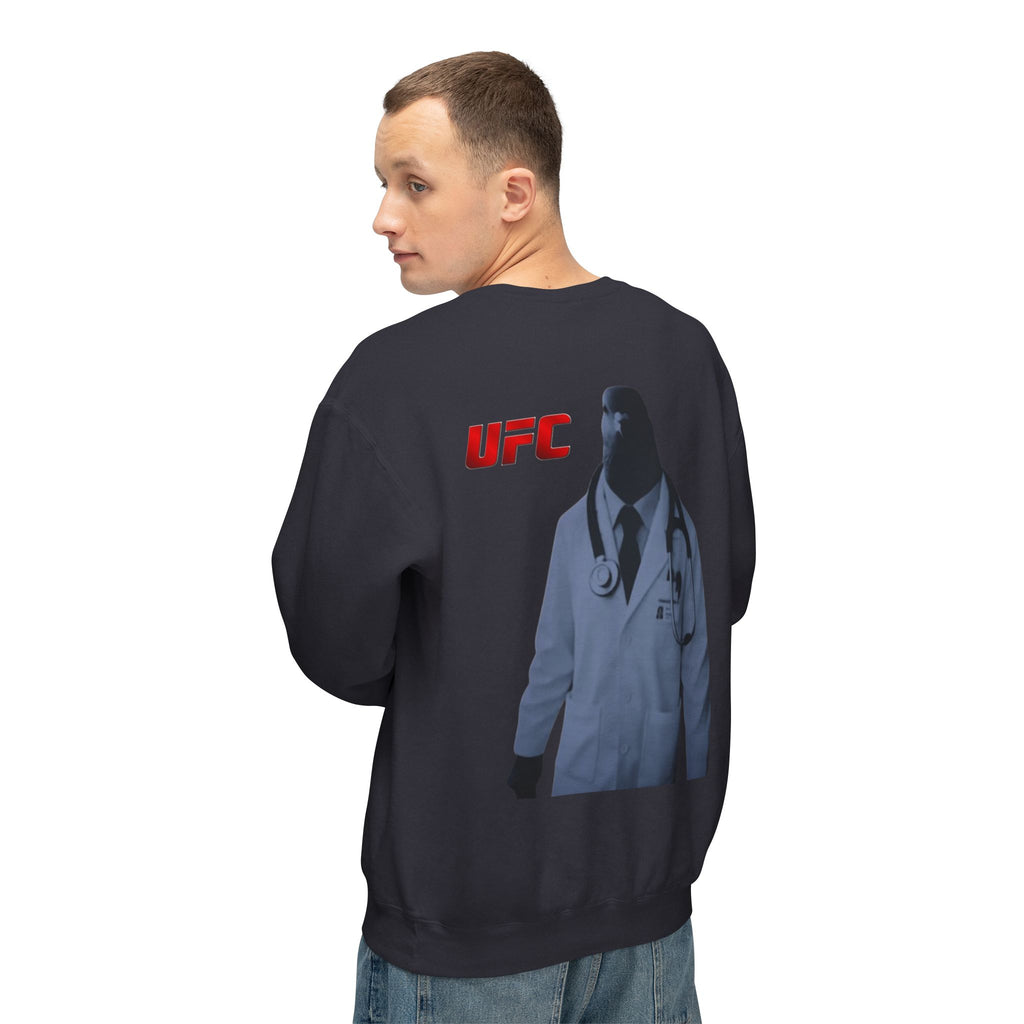 UFC Doctor Pigeon Crewneck Sweatshirt — Red UFC Logo Front