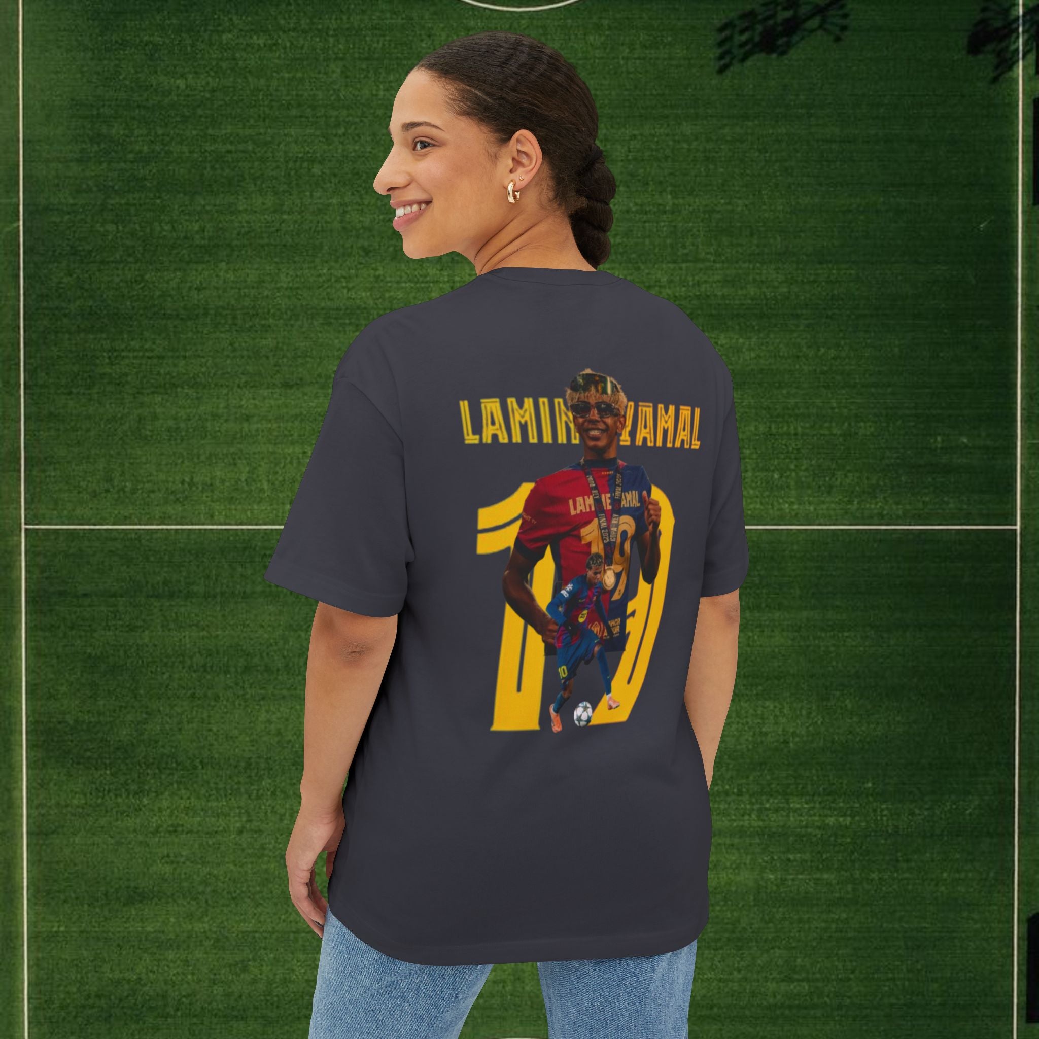 Lamela Mahd/Spotify FC Barcelona Fan Tee — Oversized Boxy Soccer T‑Shirt