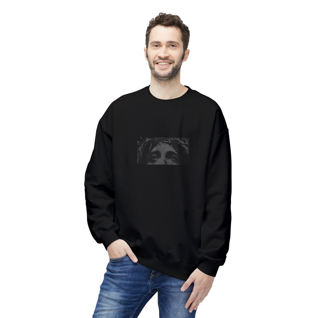 Crucifixion Graphic Sweatshirt — Dark Gothic Jesus Prayer Crewneck