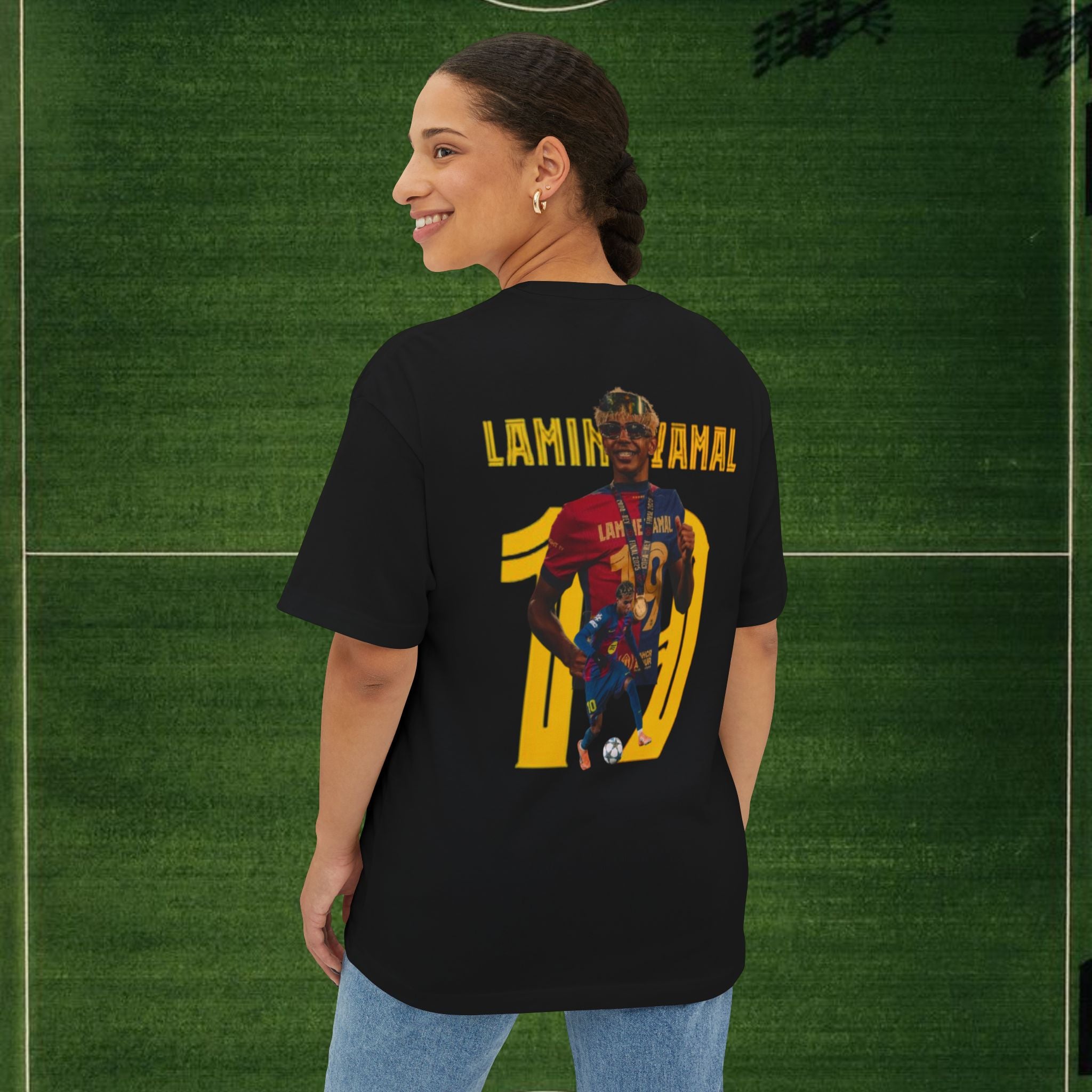 Lamela Mahd/Spotify FC Barcelona Fan Tee — Oversized Boxy Soccer T‑Shirt