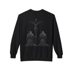 Crucifixion Graphic Sweatshirt — Dark Gothic Jesus Prayer Crewneck
